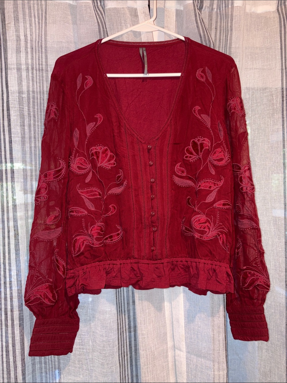 Anthropologie Embroidered Boho Floral Top medium - Picture 1 of 9